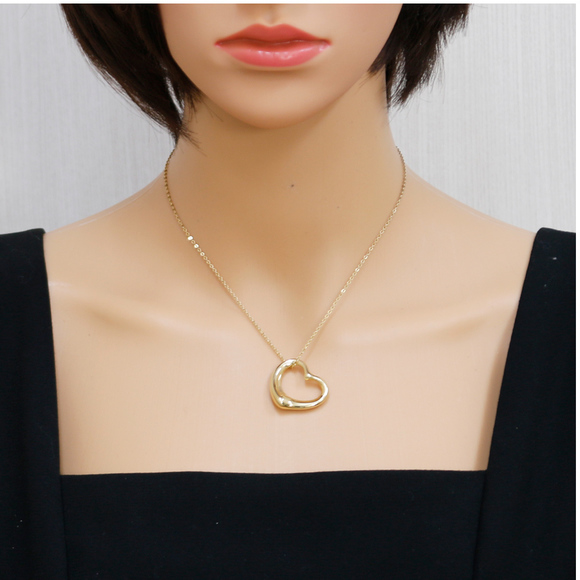 Tiffany & Co. Open Heart Pendant Top 18k K18 Yellow Gold - Picture 2 of 5